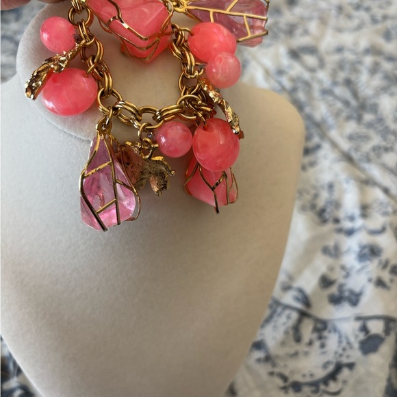 Pink and Gold Charm Bracelet with Eclectic Charms - Picture 4 of 4
